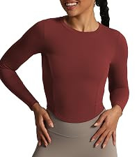 Aoxjox Long Sleeve T-Shirt for Women GEO Seamlines Padded Baby Tee Workout Crop Top | Amazon (US)