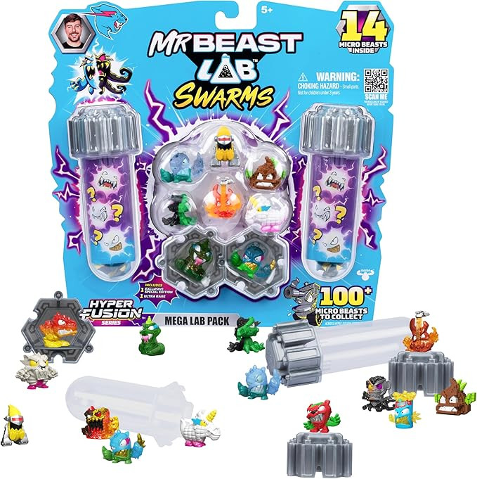 MrBeast Lab Swarms Series 3, Hyper Fusion Series, 14 Pack Collectible Micro Beasts, 14 Collectibl... | Amazon (US)