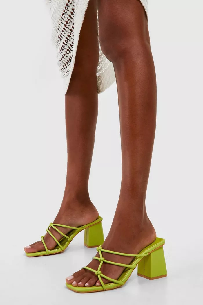 Wide Width Knot Detail Low Block Mules | Boohoo.com (US & CA)