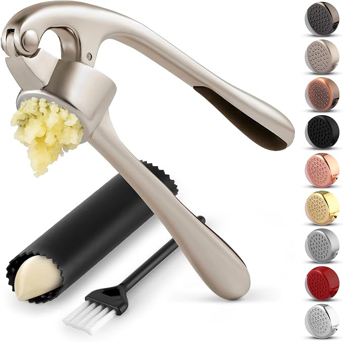 Zulay Kitchen Premium Garlic Press Set - Rust Proof Professional Garlic Mincer Tool - Easy-Squeez... | Amazon (US)