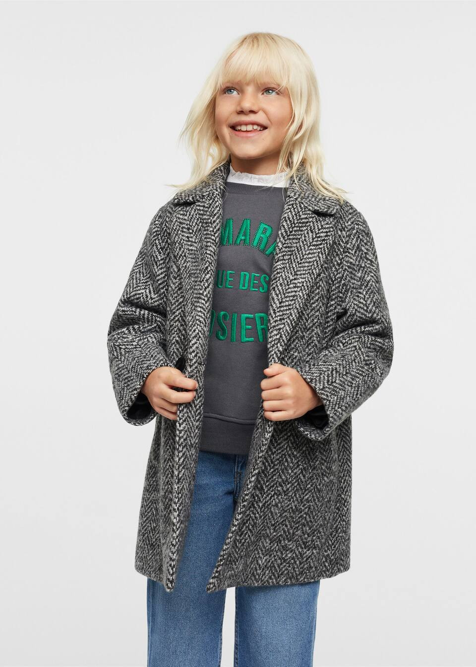 Herringboned Fabric Coat | MANGO (US)