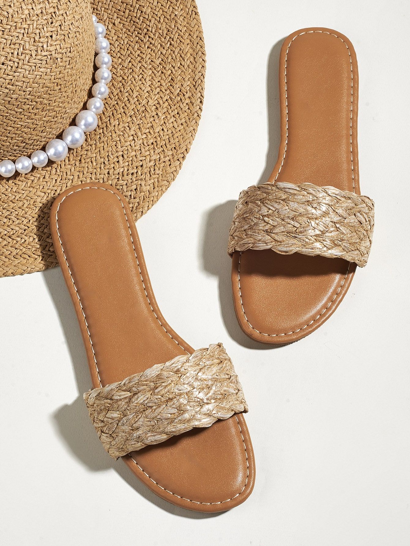 Braided Straw Slide Sandals | SHEIN