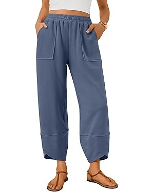 Trendy Queen Women's Wide Leg Pants, Soft Cotton Blend with Pockets for Casual Summer | Amazon (US)
