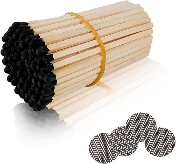 3" Black Safety Matches 100 Count Bulk with Striker, Long Reach Wooden Matchsticks for Candles, B... | Amazon (US)