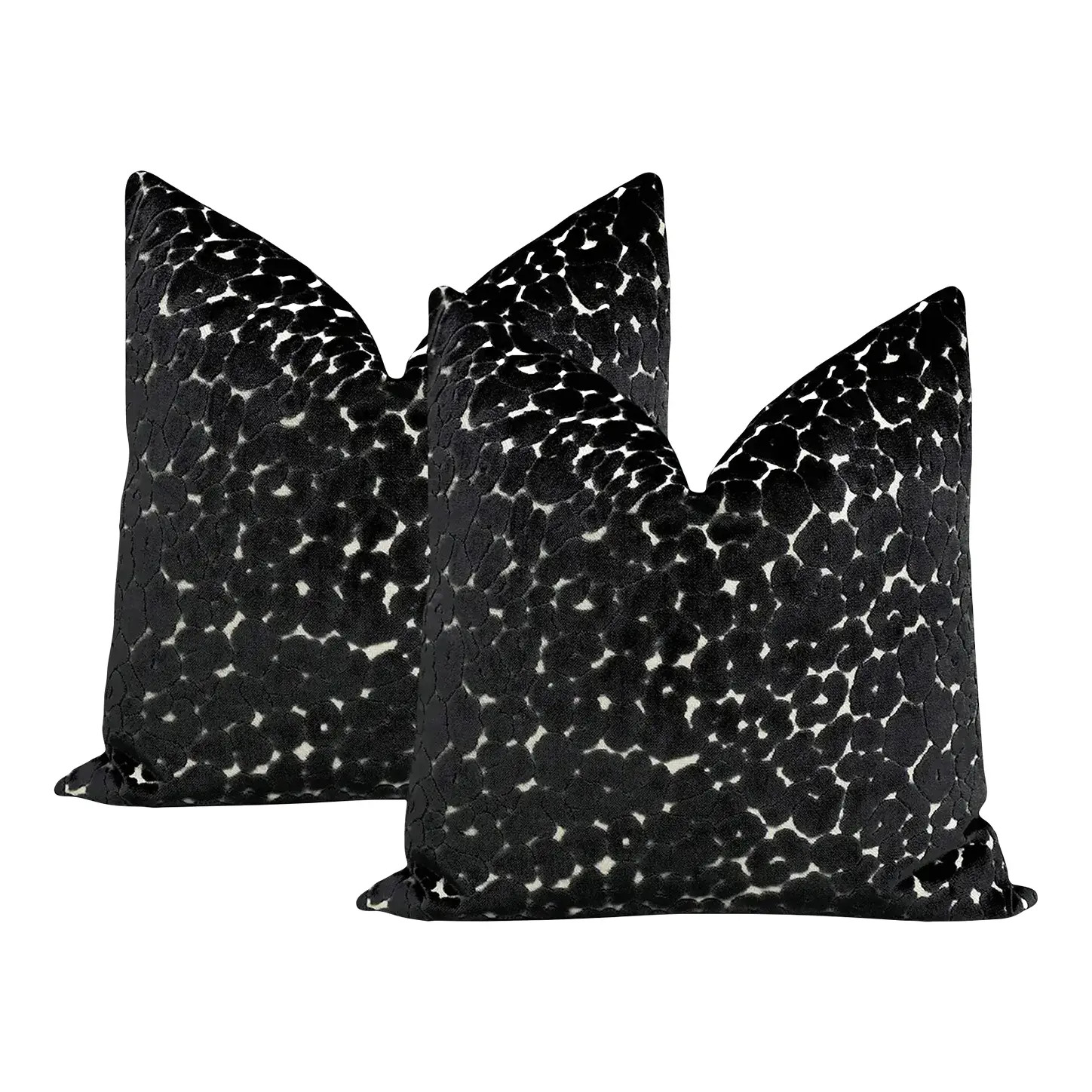20" Noir Leopard Cut Velvet Pillows - a Pair | Chairish
