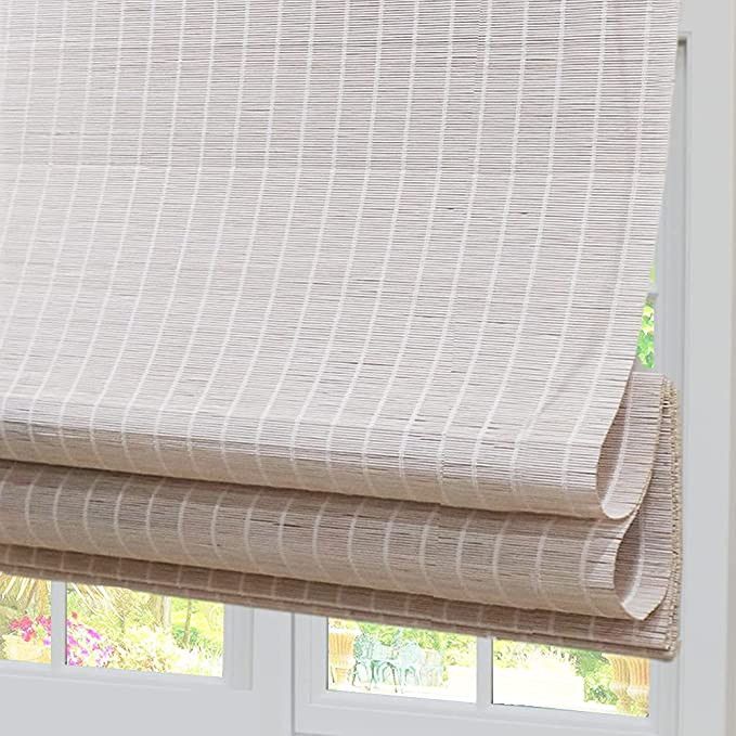 Cordless Blackout Bamboo Roman Shades, Light Filtering UV Protection Wooden Roller Blinds with ... | Amazon (US)