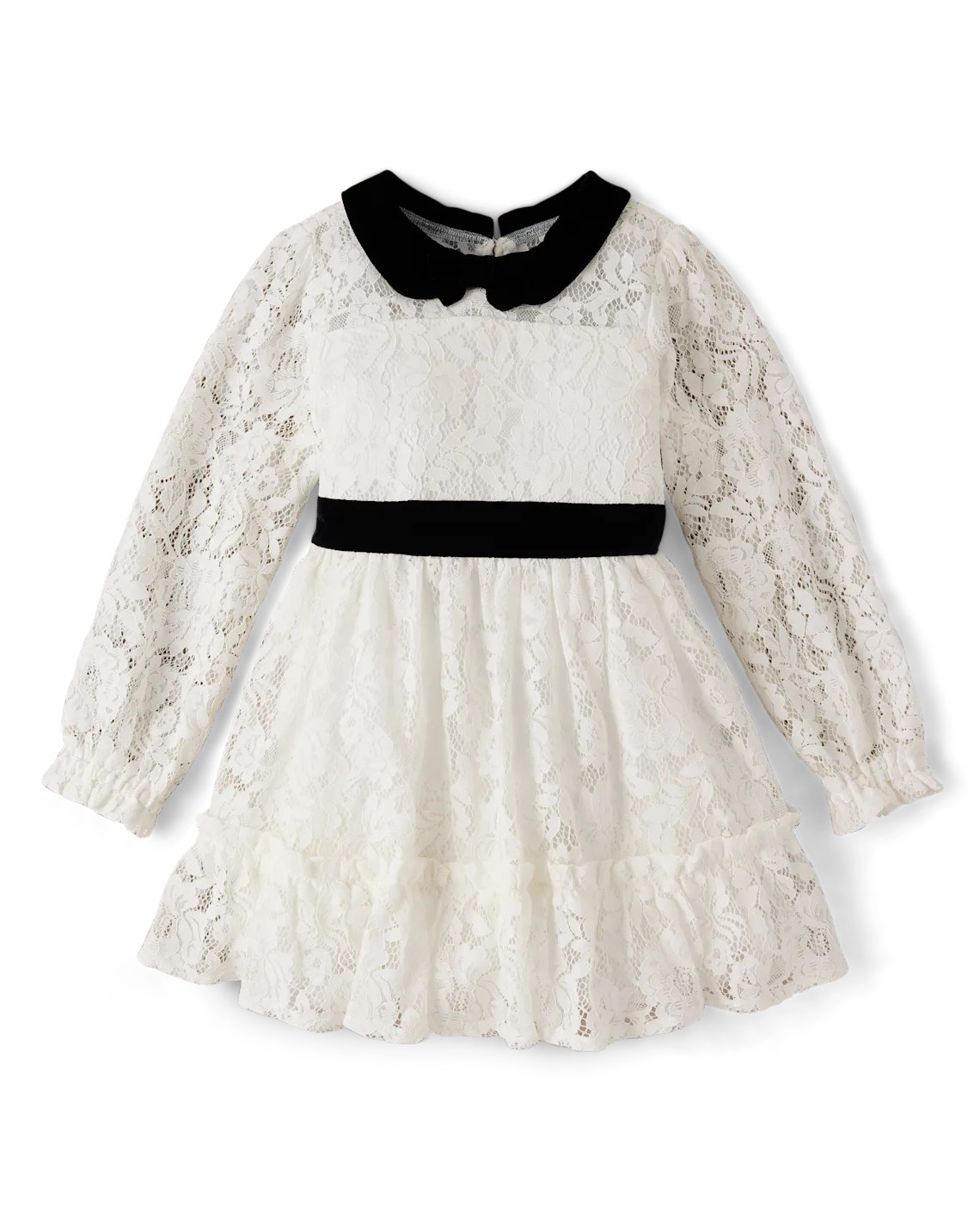 Girls Long Sleeve Contrast Lace Ruffle Dress - Petit Paris - WHITE | Gymboree | Gymboree