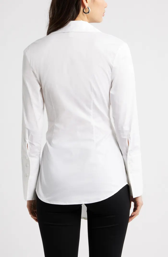 Waist Tie Cotton Poplin Button-Up Shirt | Nordstrom