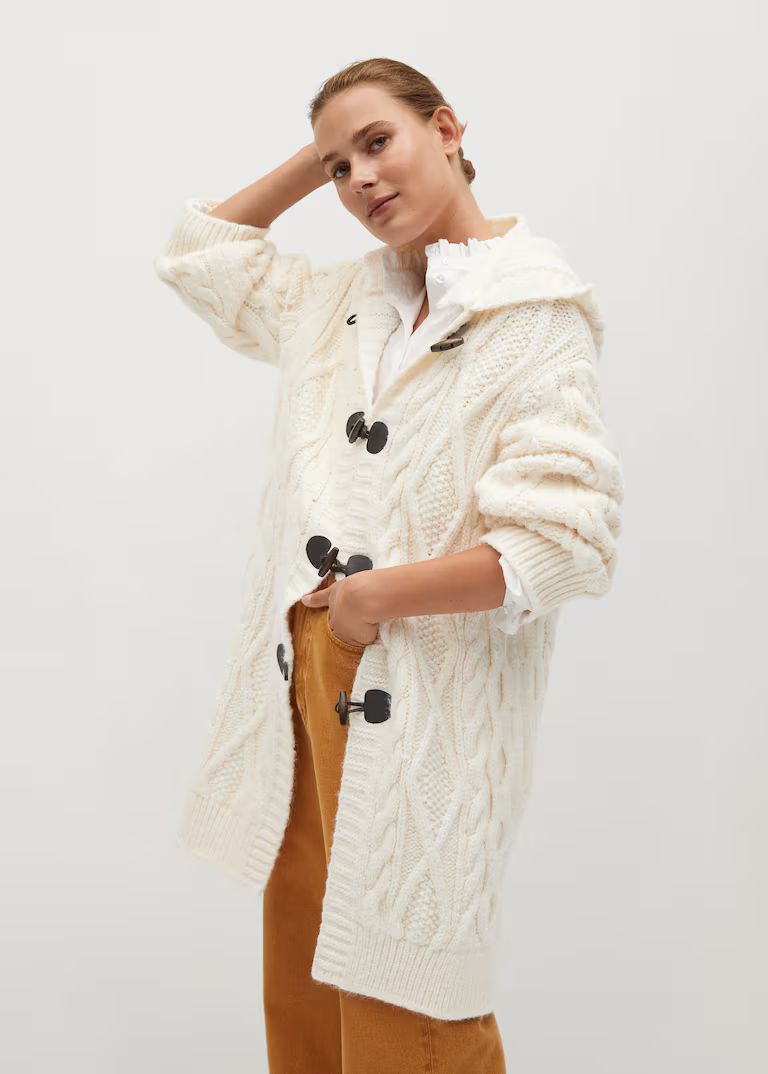 Hooded knitted coat | MANGO (US)