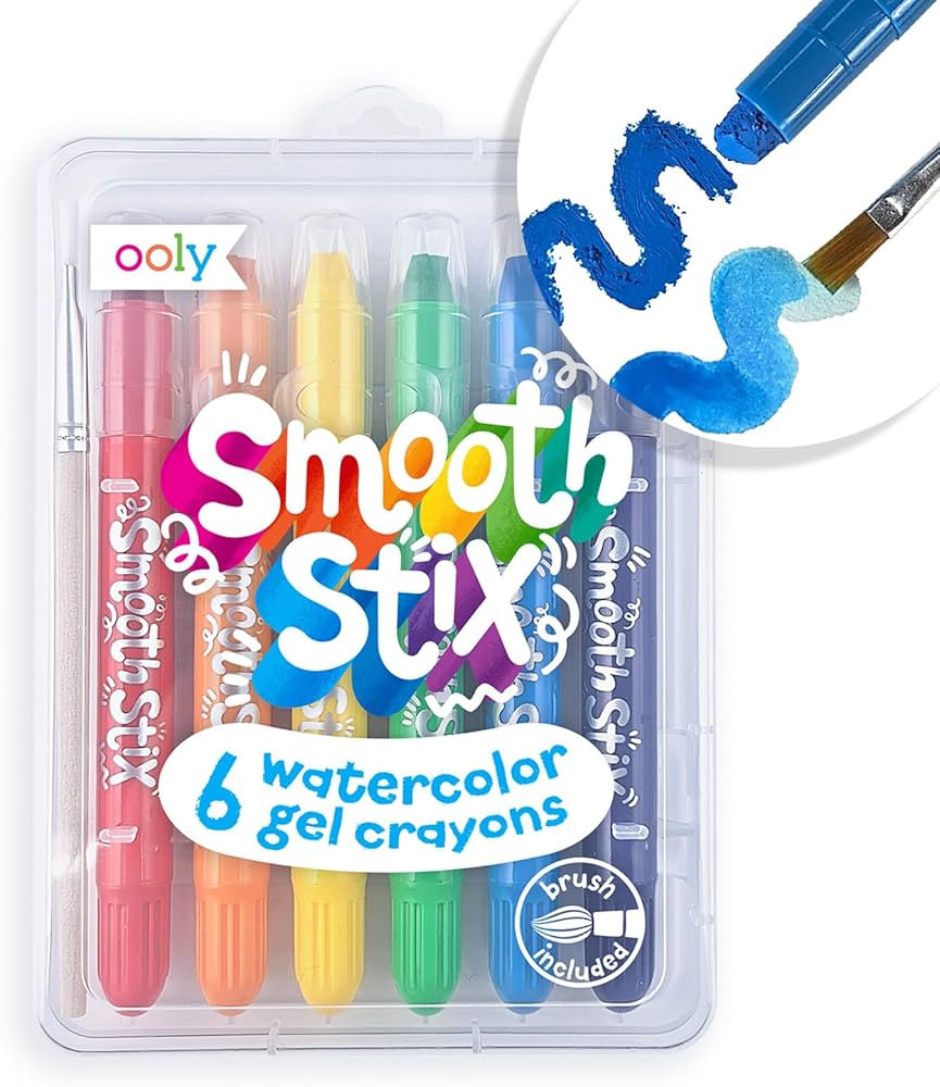 Ooly Smooth Stix - Crayones de gel para niños y adultos con pincel de pintura, juego de 6 crayon... | Amazon (US)
