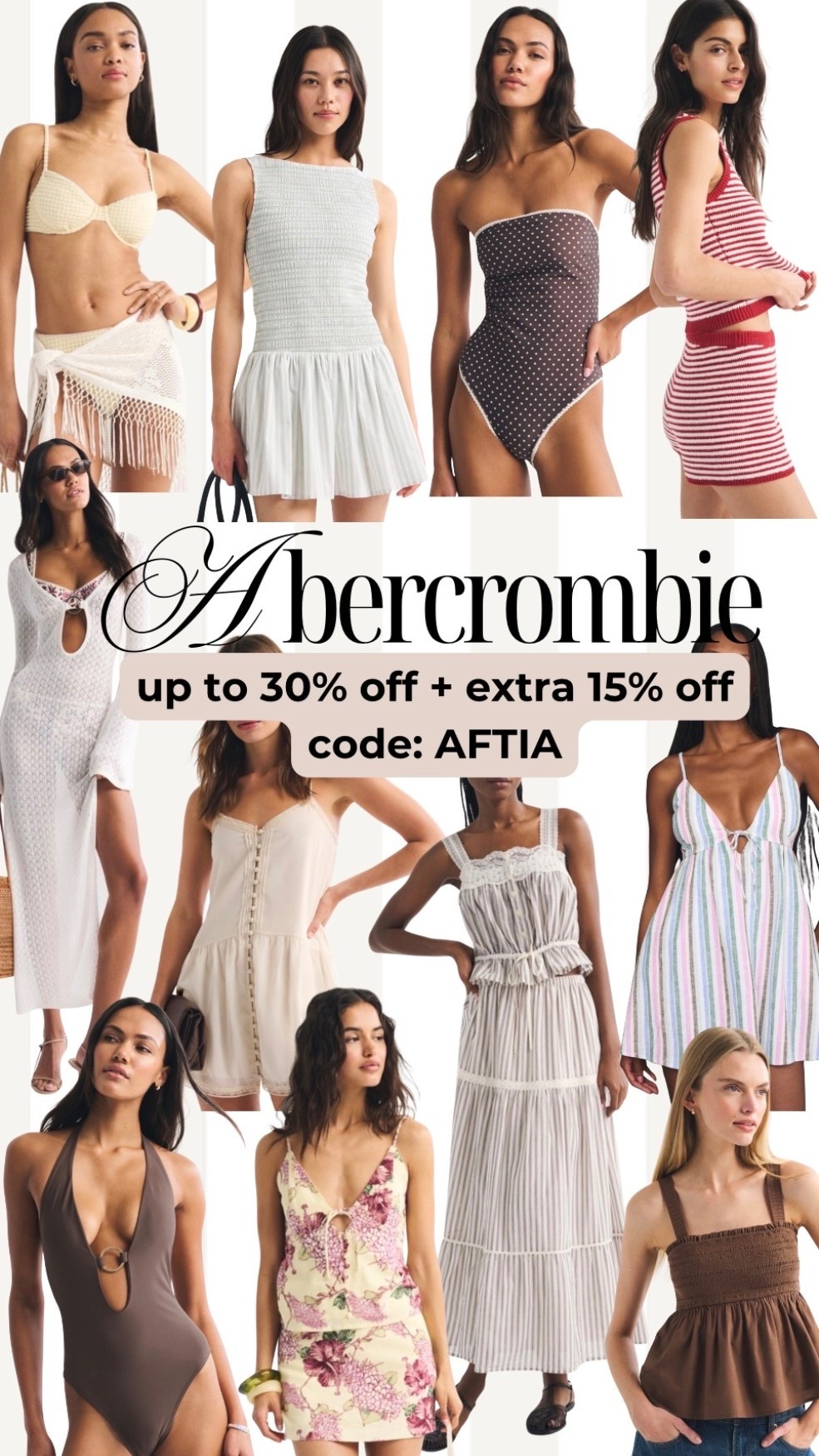 Abercrombie up to 30% off + extra 15% off code AFTIA

#LTKootd #LTKgrwm #LTKSaleAlert