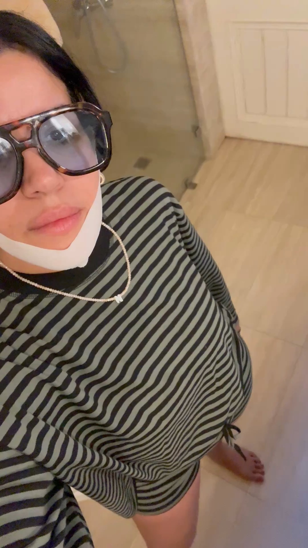 Morning walk with this chin mask that drains all the fluid from my face.