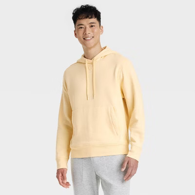 Men's Cotton Fleece Hooded Sweatshirt - All In Motion™ Yellow M | Target