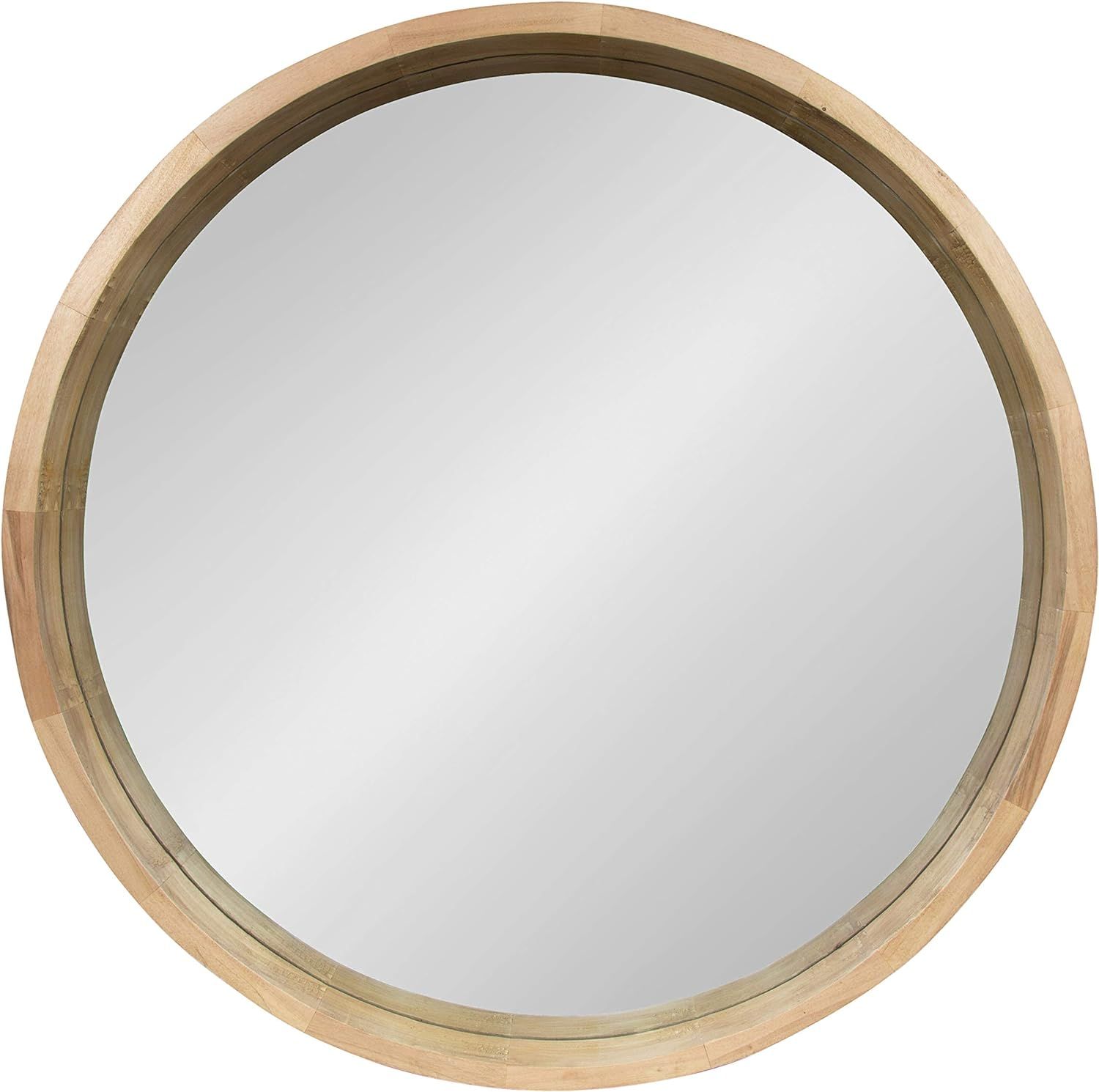 Kate and Laurel Hutton Round Decorative Large Modern Wood Frame Wall Mirror, 30 Inch Diameter, Na... | Amazon (US)