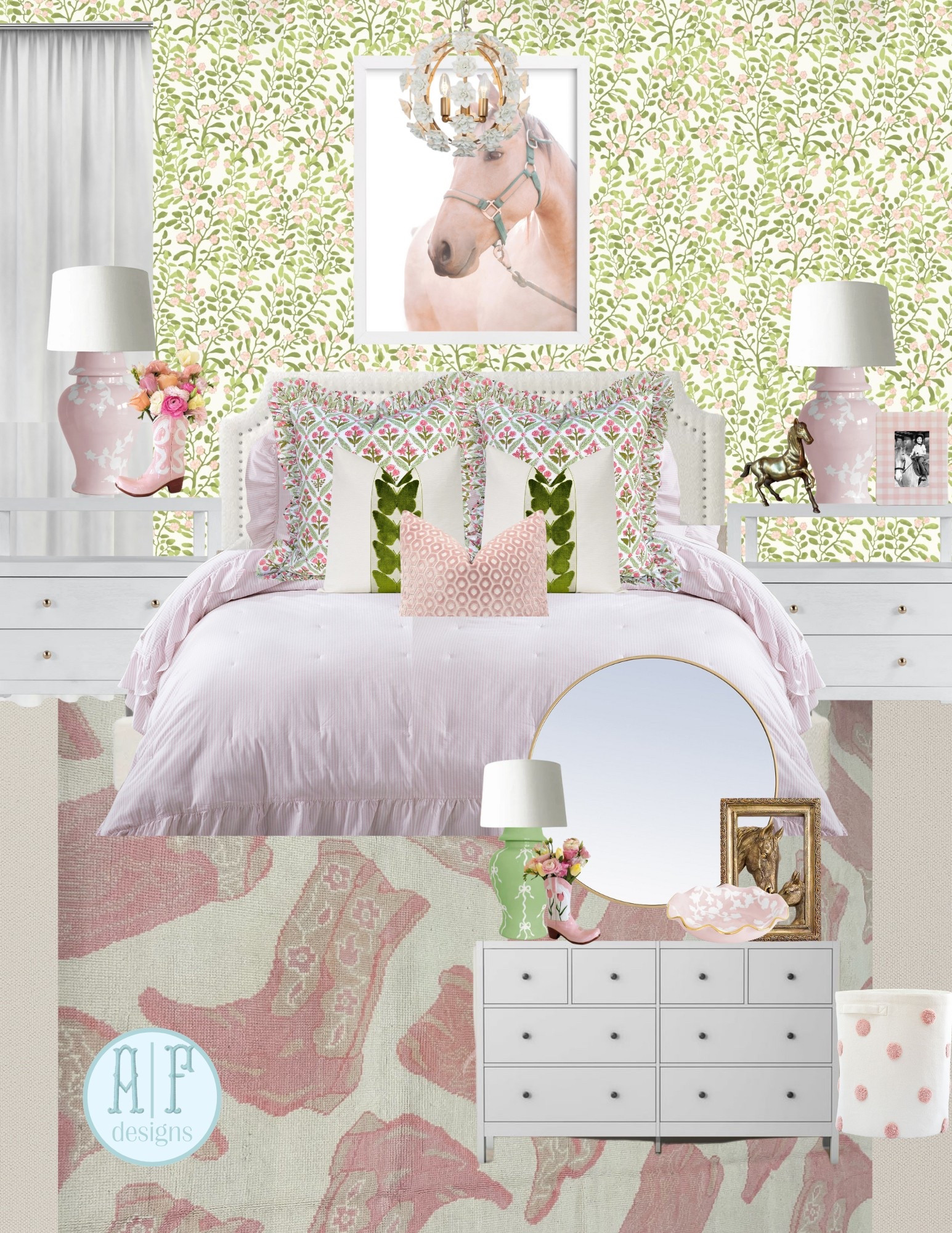 a precious pink and green room- perfect for a lil cowgirl🤠💕 this room is inspired by a precious 7 year old girl who needs a “big girl” room that she can grow up with! i love the pinks and greens💚💖

#LTKBaby #LTKHome #LTKKids