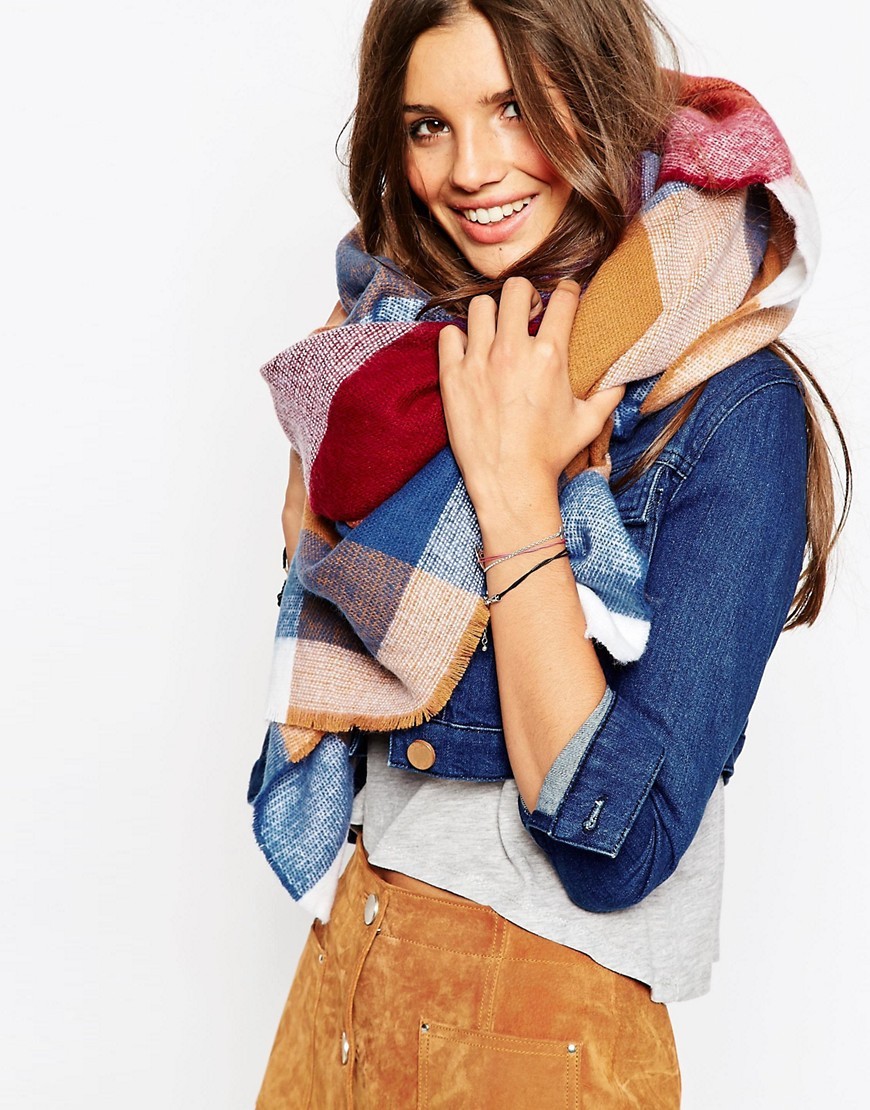 ASOS Oversized Square Scarf In 70s Check | ASOS US