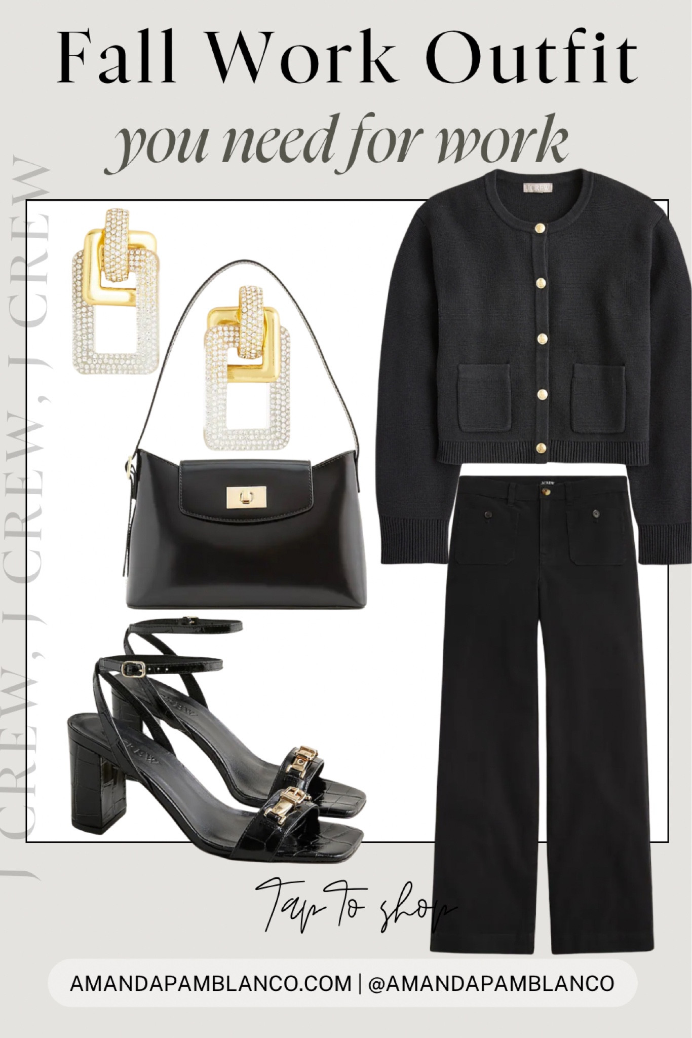 A classy all-black outfit for work! Once it gets cooler outside, you can swap the strappy heals with mules, ballet flats or ankle boots. 🖤 #workoutfit #fallworkoutfit