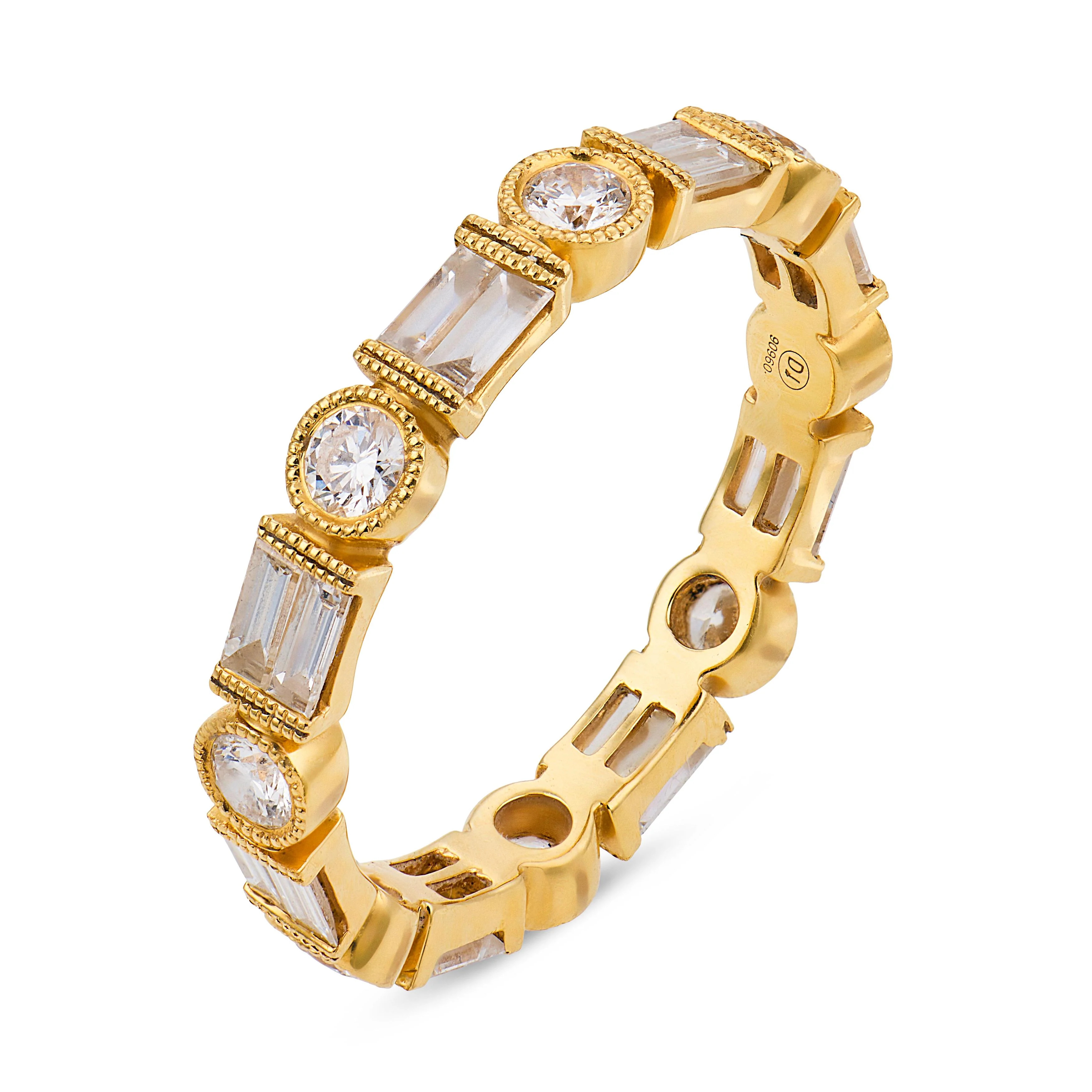 Contemporary 1.55 carat diamond 18k yellow gold eternity band | Jack Weir & Sons