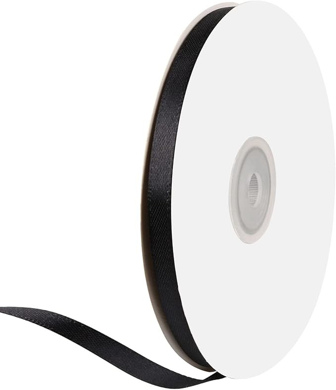 Ewaymado Solid Color Black Double Faced Satin Ribbon 1/4" X 50 Yards, Fabric Ribbons Perfect for ... | Amazon (US)
