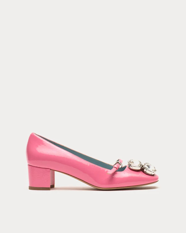 Josephine Heel - Crinkled Leather Pink | Frances Valentine