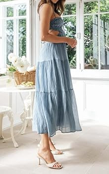 Sexy Spaghetti Strap Backless Long Dress Sleeveless Cut Out High Split Maxi Dress Y2K Low Cut A L... | Amazon (US)