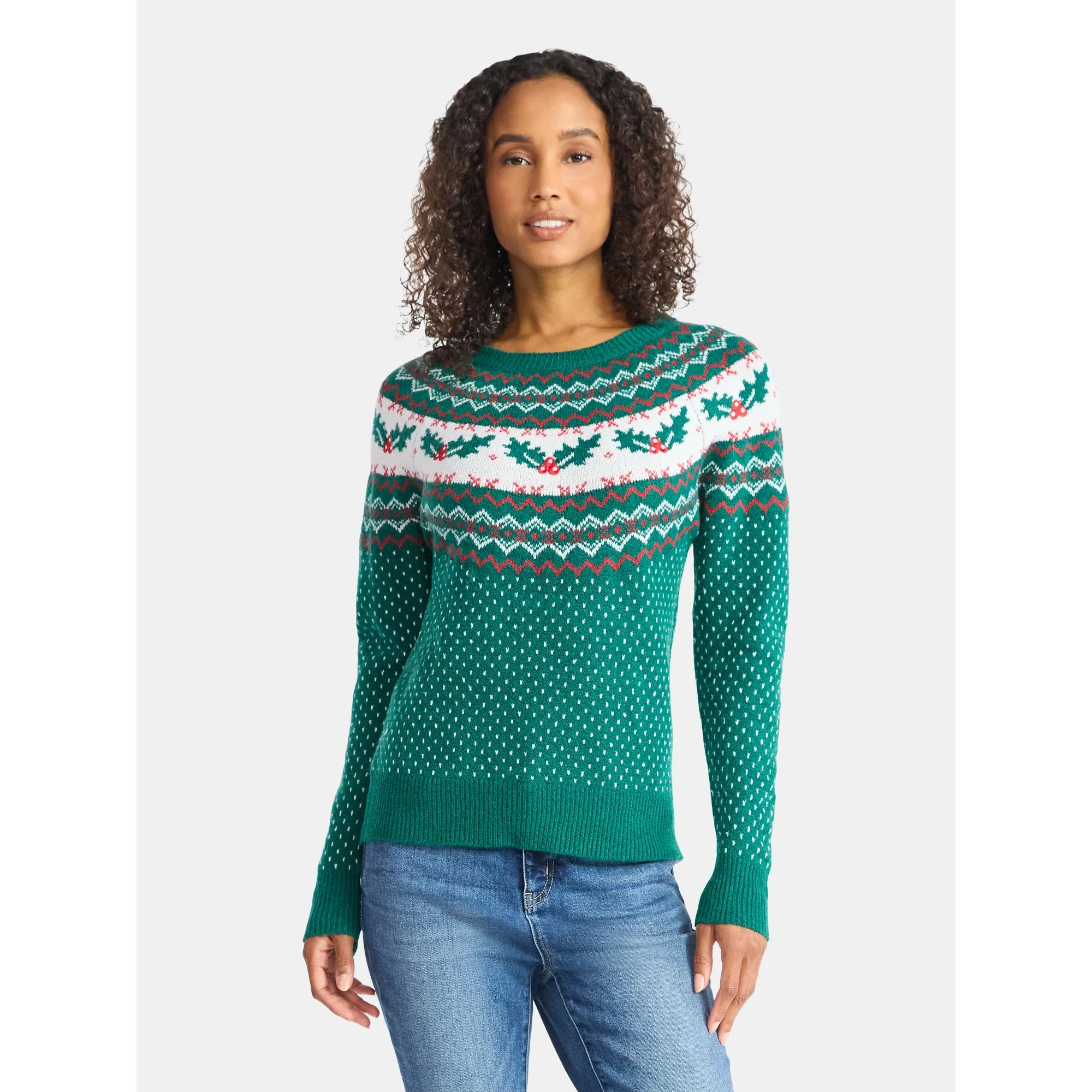 Holiday Time Women's and Women's Plus Pretty Christmas Sweater, Sizes XXS-3X | Walmart (US)