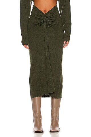 in Ruched Drape Skirt Olive | FWRD 