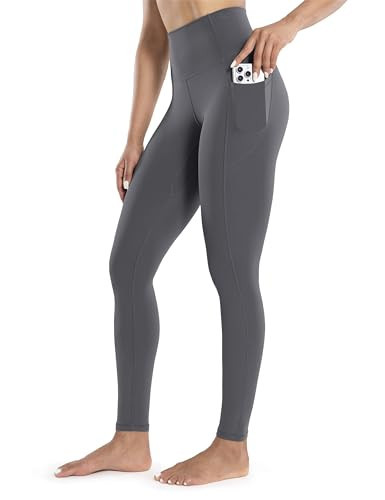 ENERBLOOM Women Workout Leggings High Waisted Yoga No Front Seam Pants 28" Cream Soft Cream Feeling Full Light Grey Small | Amazon (US)