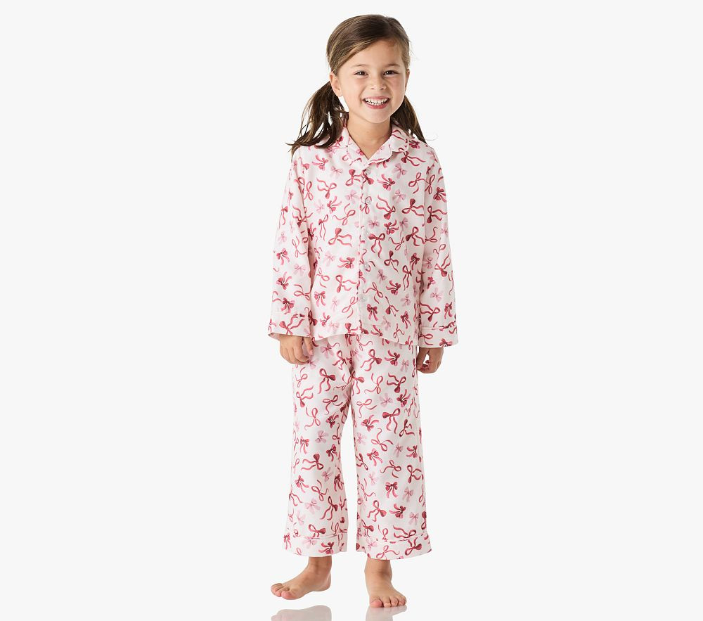 Holiday Bows Flannel Kid Pajama Set | Pottery Barn Kids