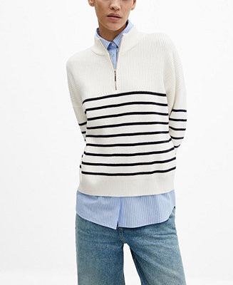 Women's Zipper Detail Striped Sweater | Macy's