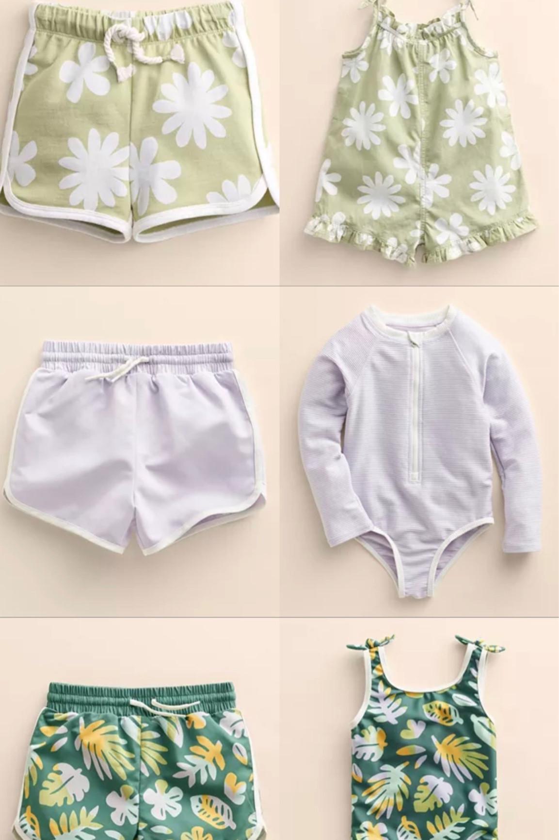 Matching swimsuits and warm weather clothing for boys and girls (babies + toddlers) 