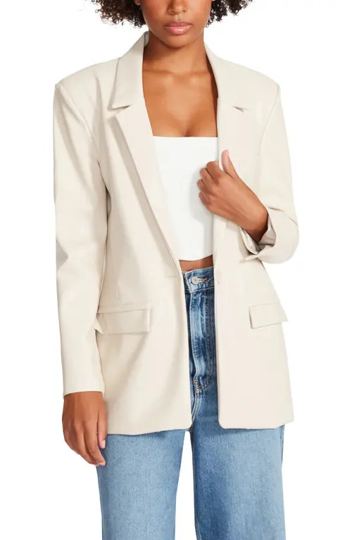 Steve Madden Audrey Faux Leather Blazer in Bone at Nordstrom, Size X-Large | Nordstrom