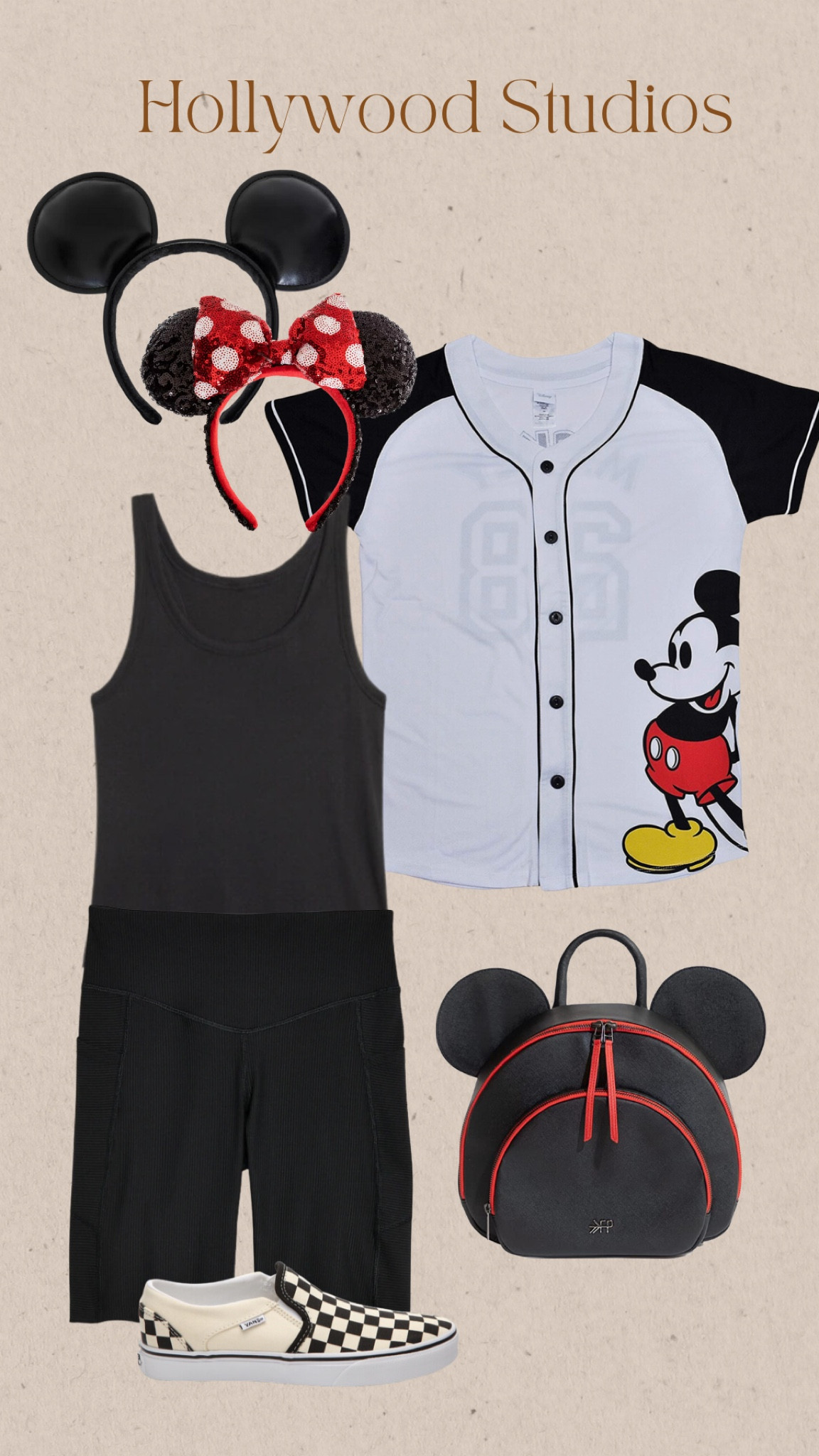 You can never go wrong in a classic Mickey inspired outfit for Hollywood Studios. Keep cool in the warmer temps with biker shorts and athletic top and allow plenty of airflow by leaving the jersey unbuttoned. 

#disney #disneymom #disneystyle #disneyoutfit #disneyworld #disneyland #mickeymouse #disneyadult 

#LTKtravel #LTKfamily