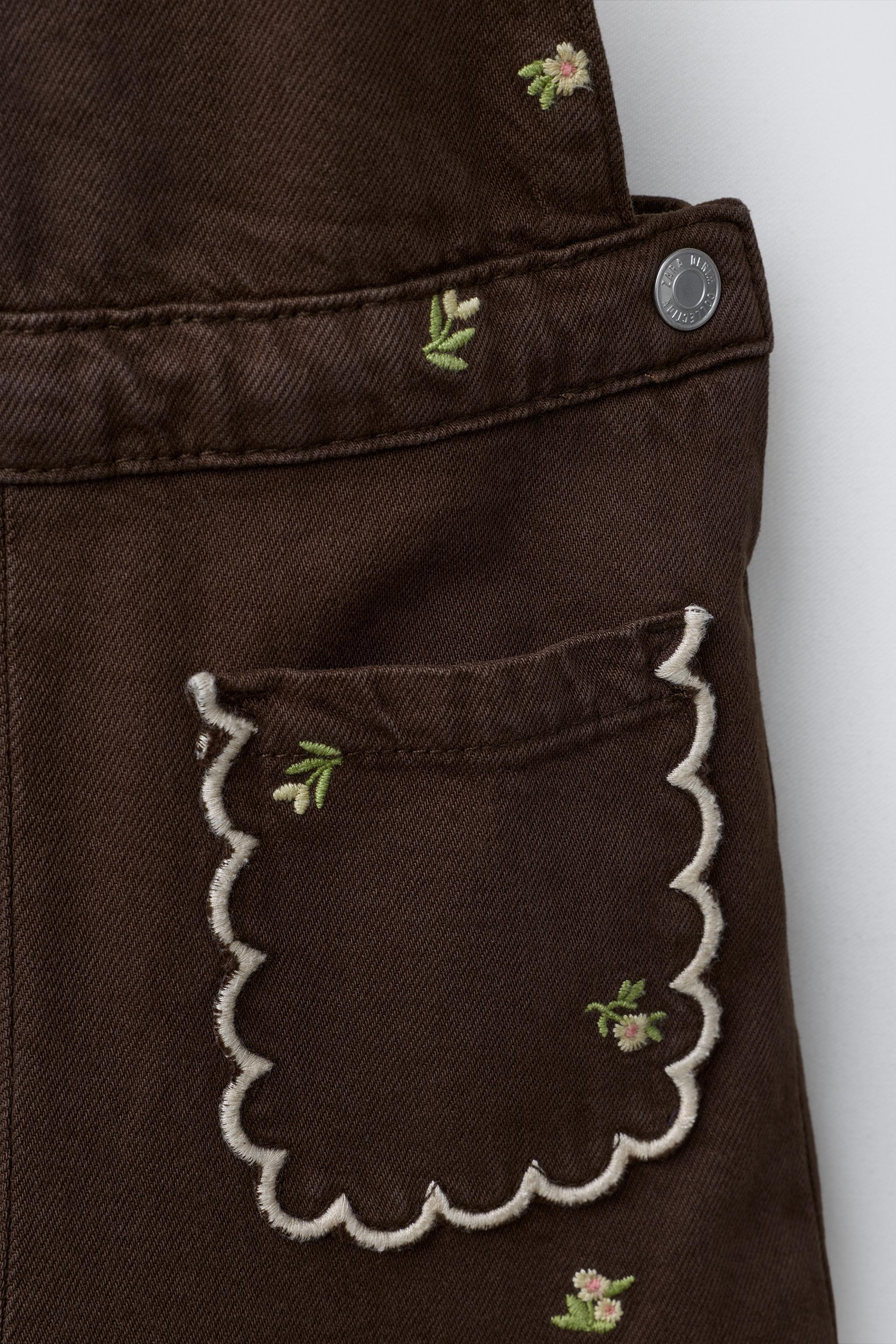LONG DUNGAREES WITH EMBROIDERED FLOWERS | Zara UK