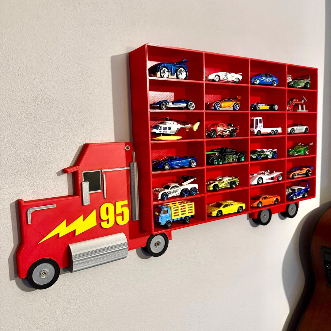 Toy Car Storage - Holds 24-96 Cars | Truck Shaped Wall Mounted Hot Wheels Matchbox Storage/holder... | Etsy (US)