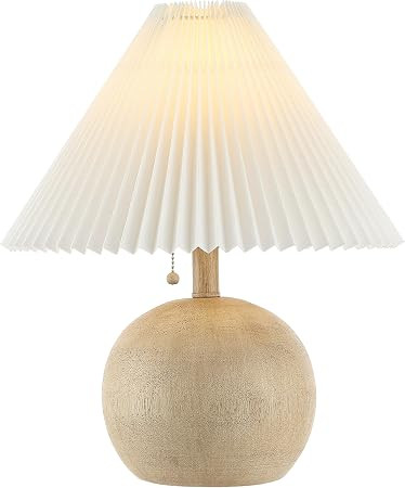 JONATHAN Y Aksel Sphere Table Lamp Coastal 17.25", Beige Wood Finish | Amazon (US)