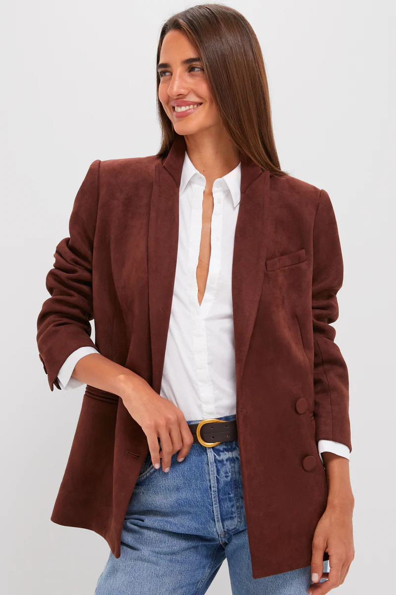 Deep Mocha Faux Suede Diana Blazer | Tuckernuck (US)