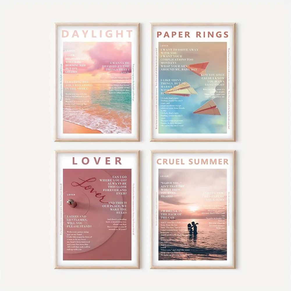 4pcs/set Canvas Poster, Modern Art, Trendy Lovers Album Printables, Music Album Canvas Print Post... | Temu Affiliate Program