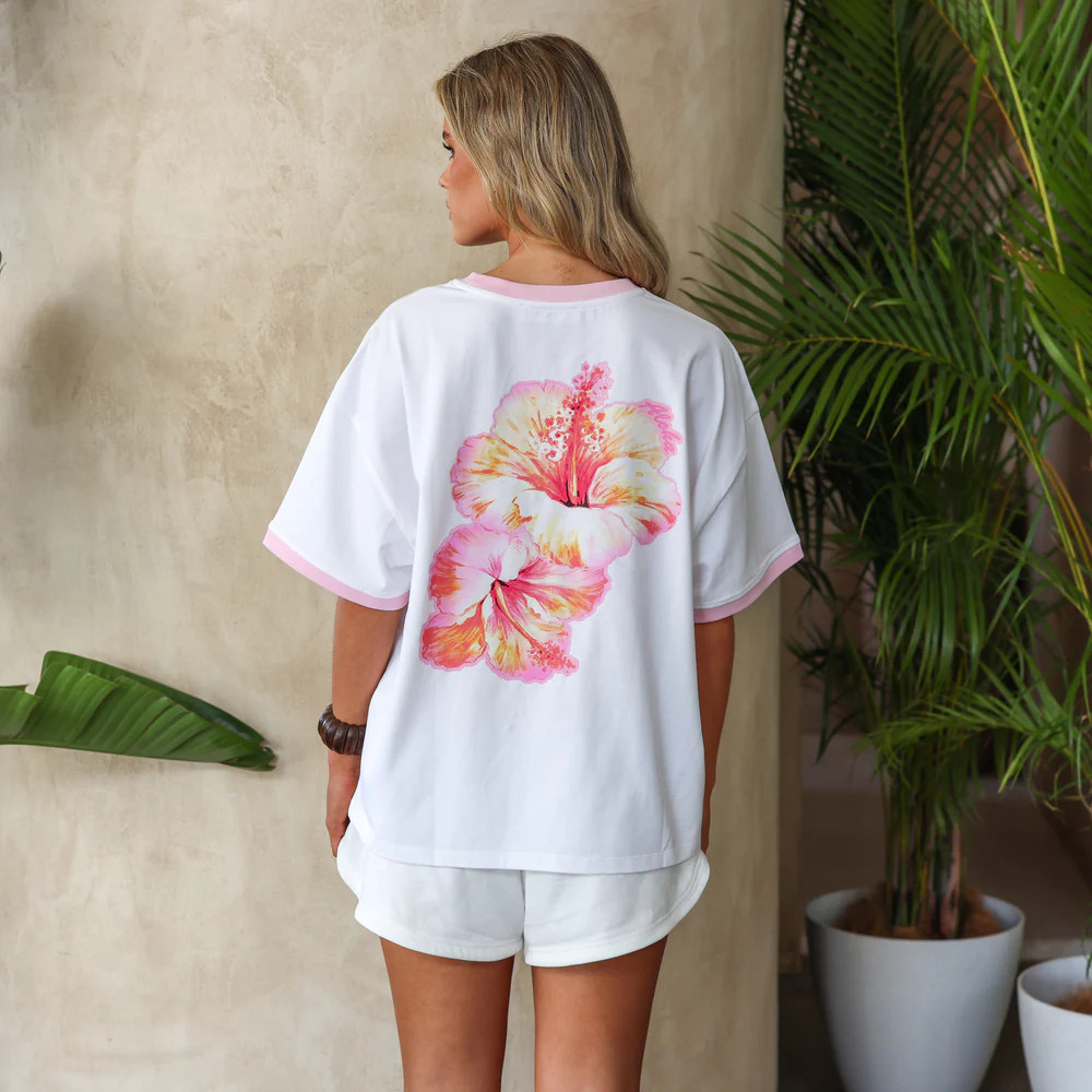 Boyfriend Bind Tee - Hibiscus Paradise | Kulani Kinis US