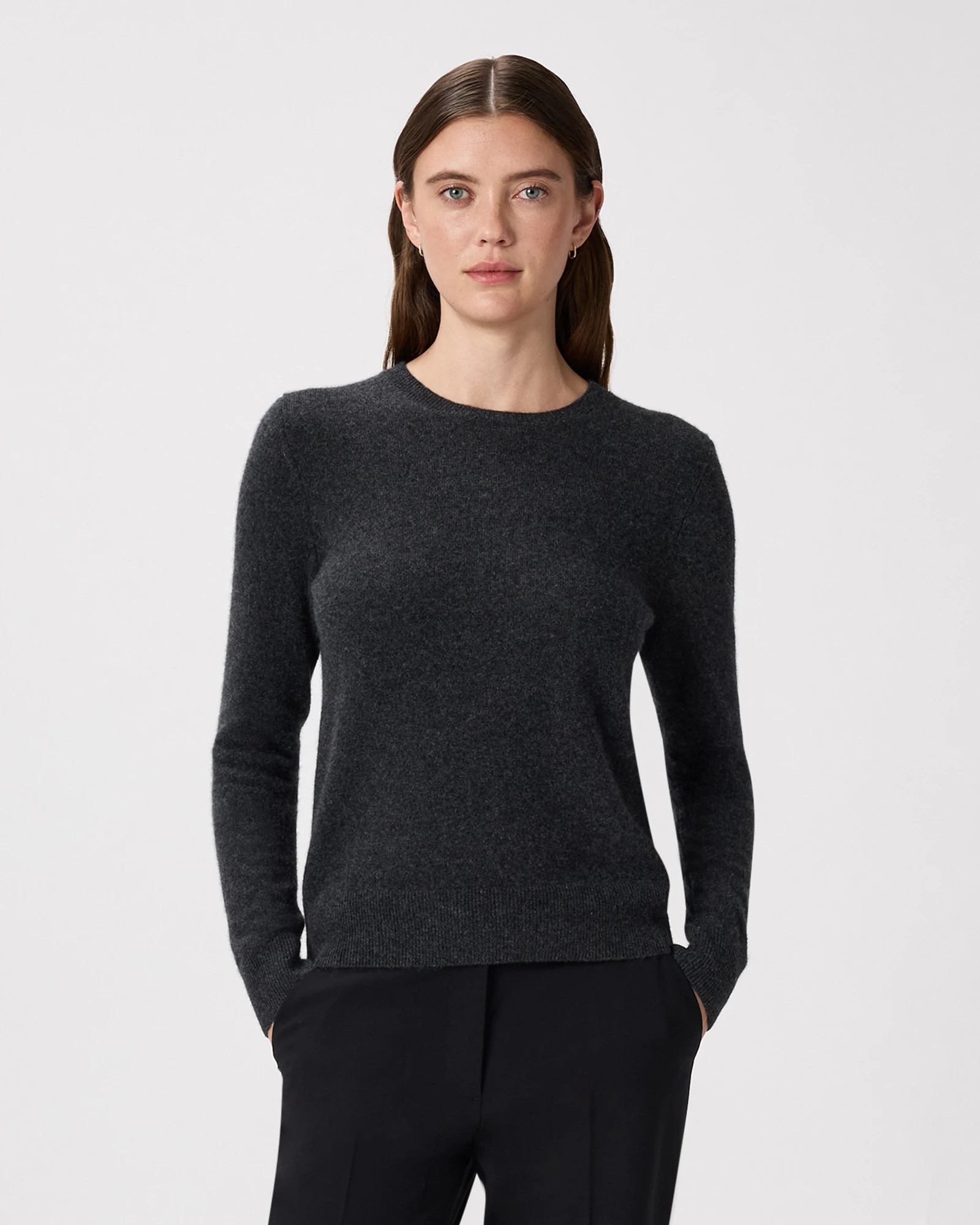 Quince | The Cashmere Crewneck in Charcoal | 100% Grade A Cashmere Sweater - Size Large | Quince