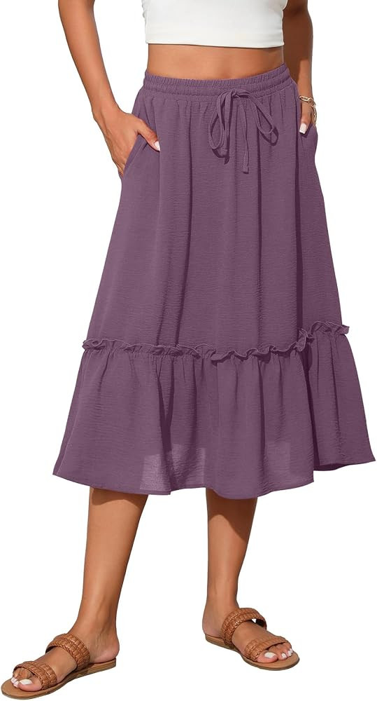 High Waist Tiered Skirts for Women Flowy Skirts for Women Long Length with Pockets 2026 Fashion T... | Amazon (US)