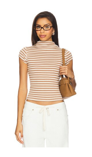 Free People x We The Free Lola Tee Stripe In Otter Combo in Tan. - size XL | Revolve Clothing (Global)