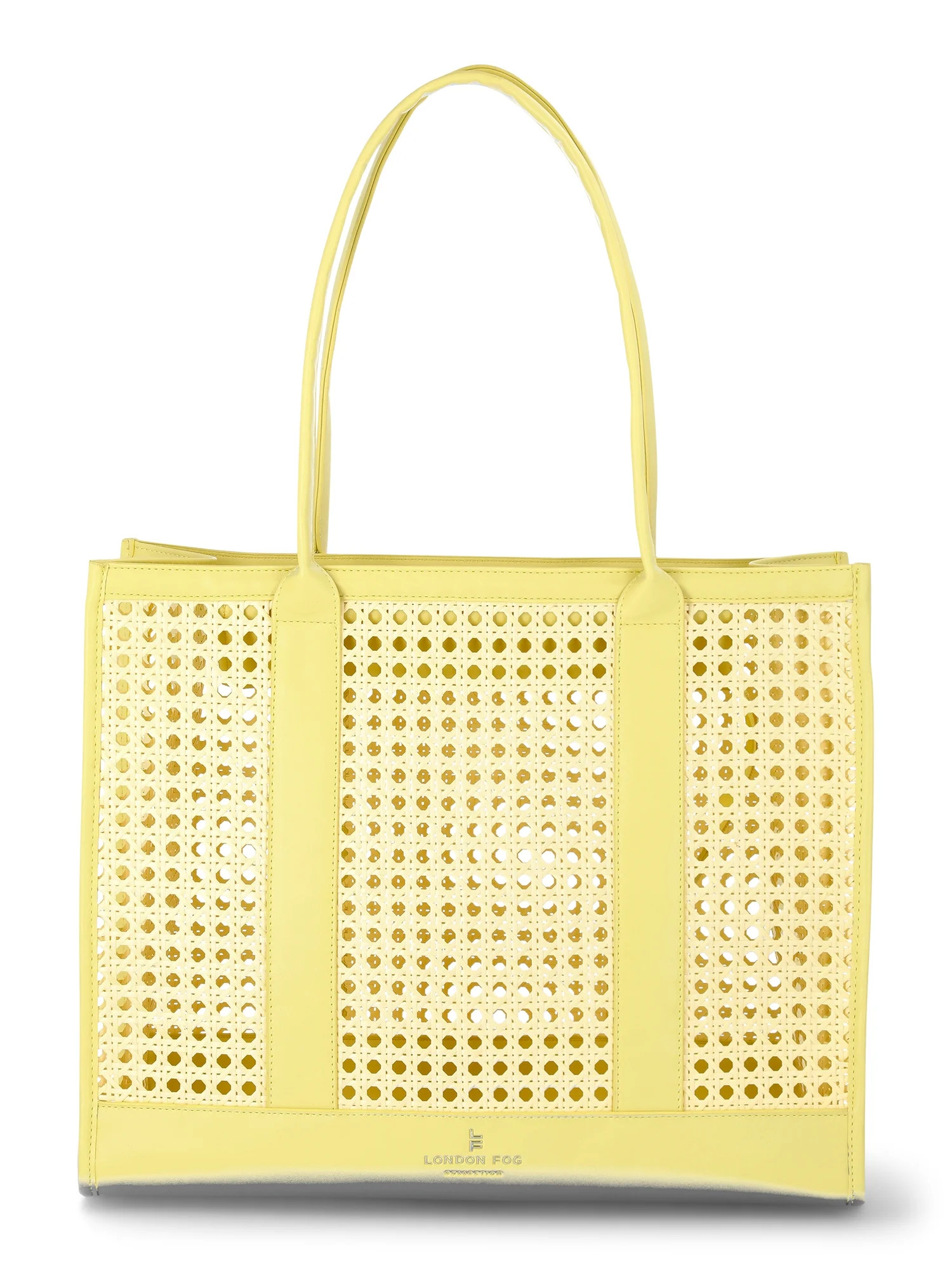London Fog Women's Daisy Woven Lattice Boxy Tote, Yellow | Walmart (US)
