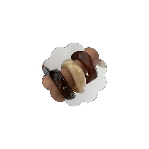 MOEEIJEW Acrylic Chunky Bangle Bracelets for Women Wide Resin Bangle Wristband Geometric Statement Bracelet Set Jewelry (Brown 3PCS) | Amazon (US)