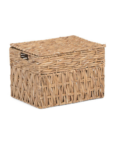 Twisted Mixed Weave Water Hyacinth Rectangle Storage Basket | TJ Maxx
