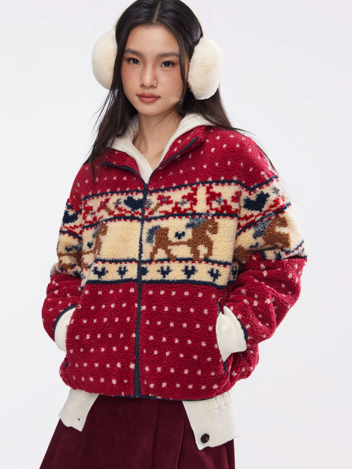 Countryside Core Fleece Fleece Collar Graphic Jacket For School | Cider