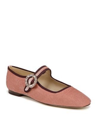 Women's Michaela Glow Square Toe Embellished Buckle Mary Jane Flats | Bloomingdale's (US)