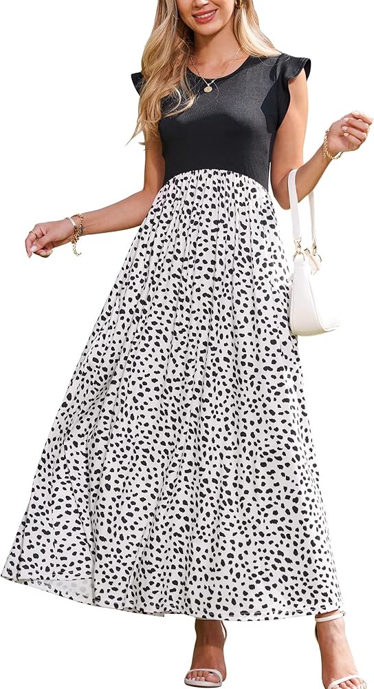 OUGES Women 2025 Spring Summer Dresses Maternity Sleeveless Ribbed Fashion Casual Outfits Maxi Dr... | Amazon (US)