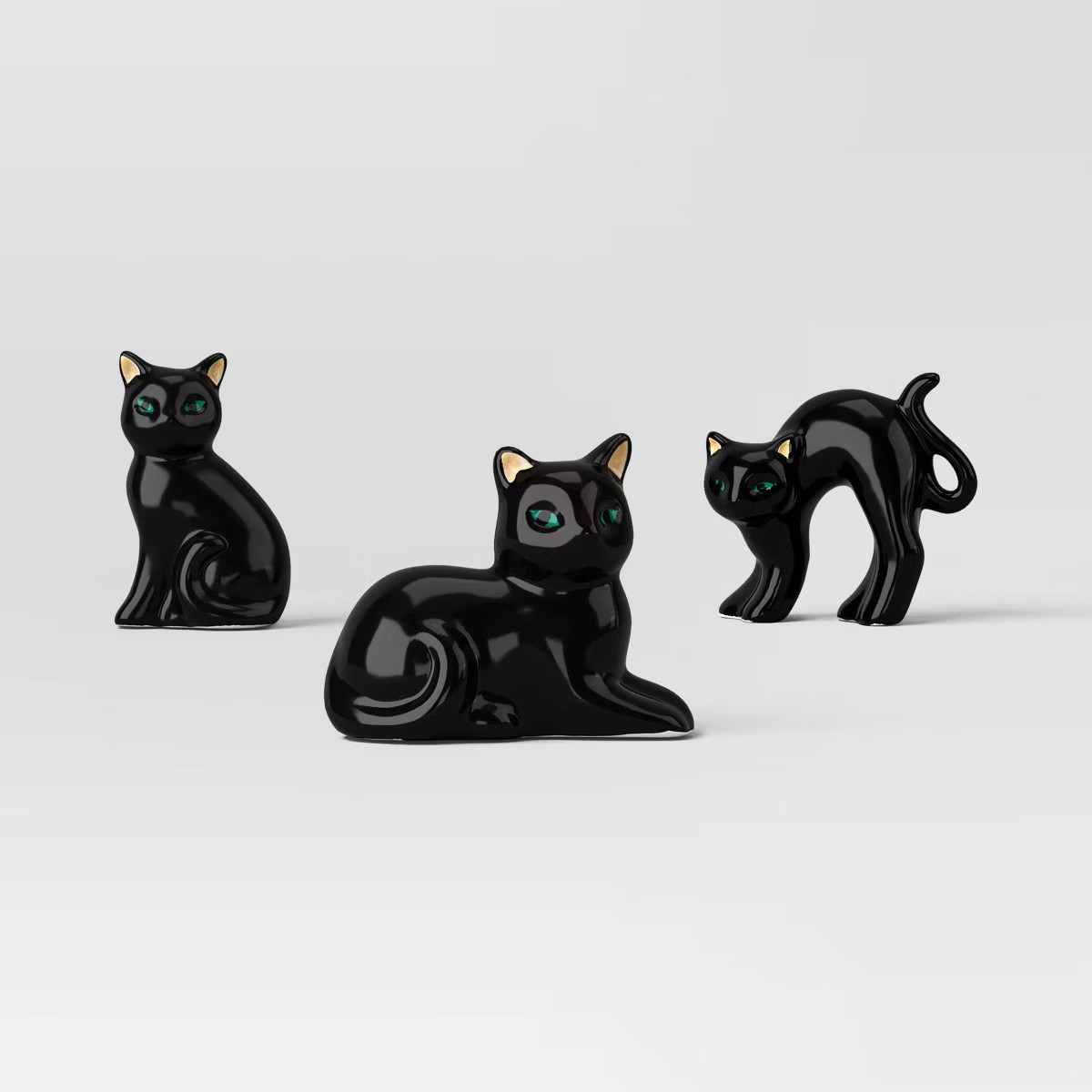 3pc Ceramic Mantle Cat Figural Decorative Accent Sets Black - Hyde and EEK! Boutique™ | Target
