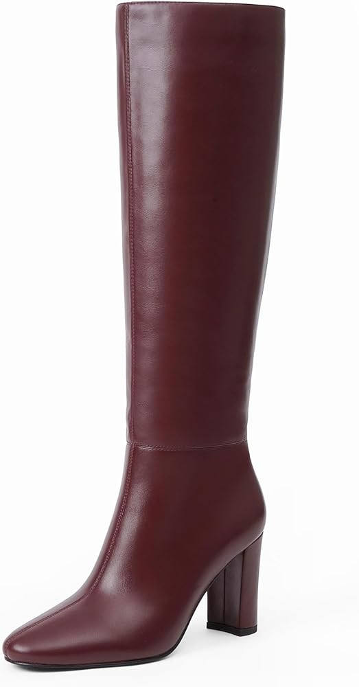 Modatope Knee High Boots for Women Chunky Heel Rounded Toe Womens Tall Boots | Amazon (US)